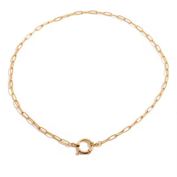 Paperclip Chain Necklace Gold Toggle Clasp Necklace Waterproof Charm Necklace - Picture 6 of 10